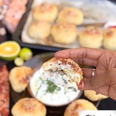A picture of Burger stuffed potatoes bread.
