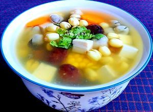 Hình của món Canh nấm hạt sen chay.