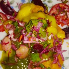 Samosa makinidal chaat A picture of Samosa makinidal chaat.