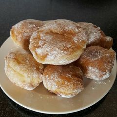 A picture of Doughnuts with sourdough starter.