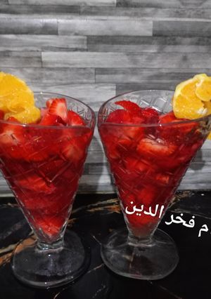 صورة لوصفة كؤوس الفراولة المنعشة❤️🩷