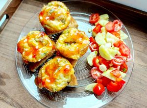 O poză a rețetei Omletă cu baby spanac și cheddar, la cuptor.