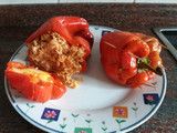 Pimientos rellenos de arroz y carne
