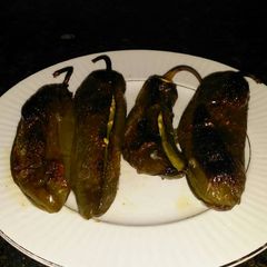 A picture of Brad's roasted chiles.