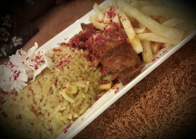 إيدام لحم مع الرز والبطاطس 😍😋