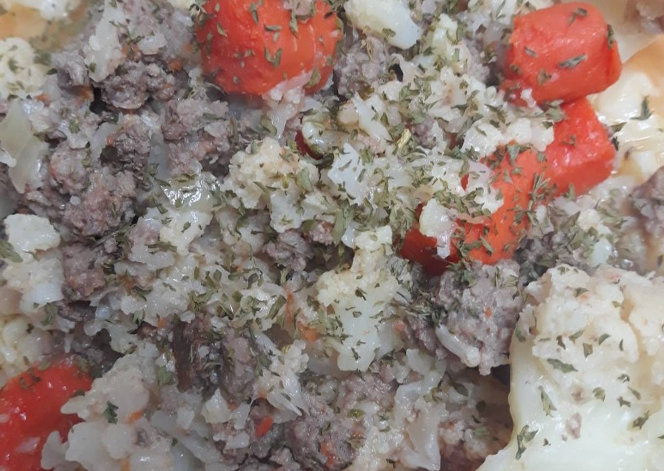 Cauliflower, Carrots and Hamburger