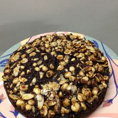 A picture of U: Upside Down Hazelnut Honey cake.