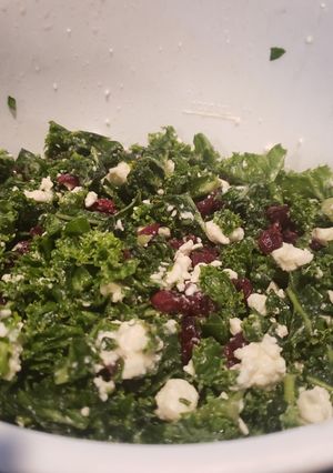 A picture of Savory, sweet, simple kale salad.