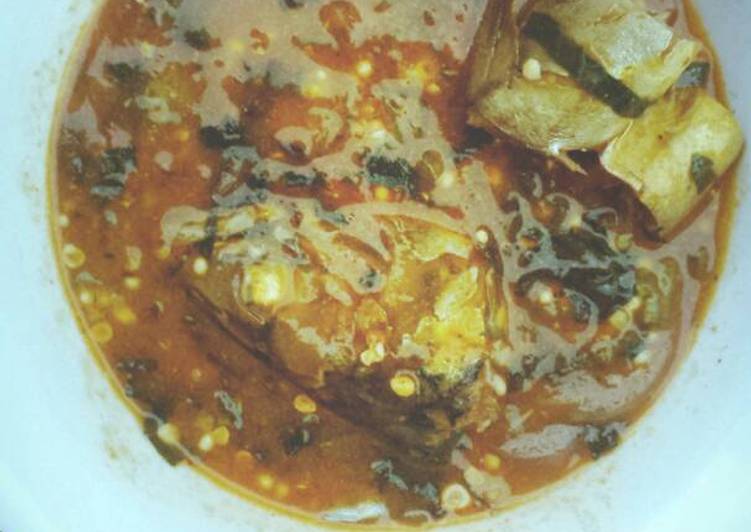 Recipe of Ultimate Okra soup with ice fish and pumpkin leaf