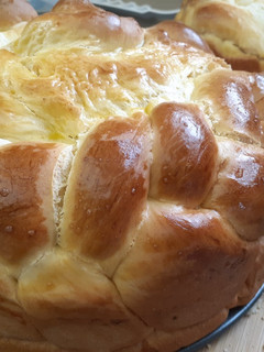 A picture of Paska (Ukrainian Easter Bread).