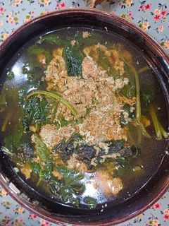 Hình của món Canh lá khoai lang, rau dền nấu cua.
