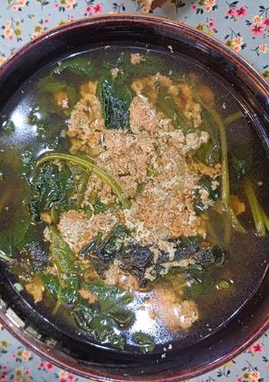 Hình của món Canh lá khoai lang, rau dền nấu cua.
