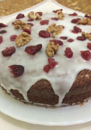 Una foto de Torta Budín de avena con arándanos y nueces
