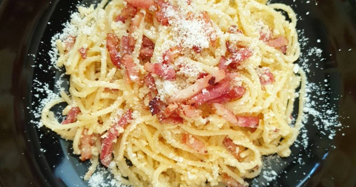 Pasta carbonara con huevo 447 recetas caseras Cookpad