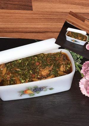 A picture of Spinach with dry fish soup.