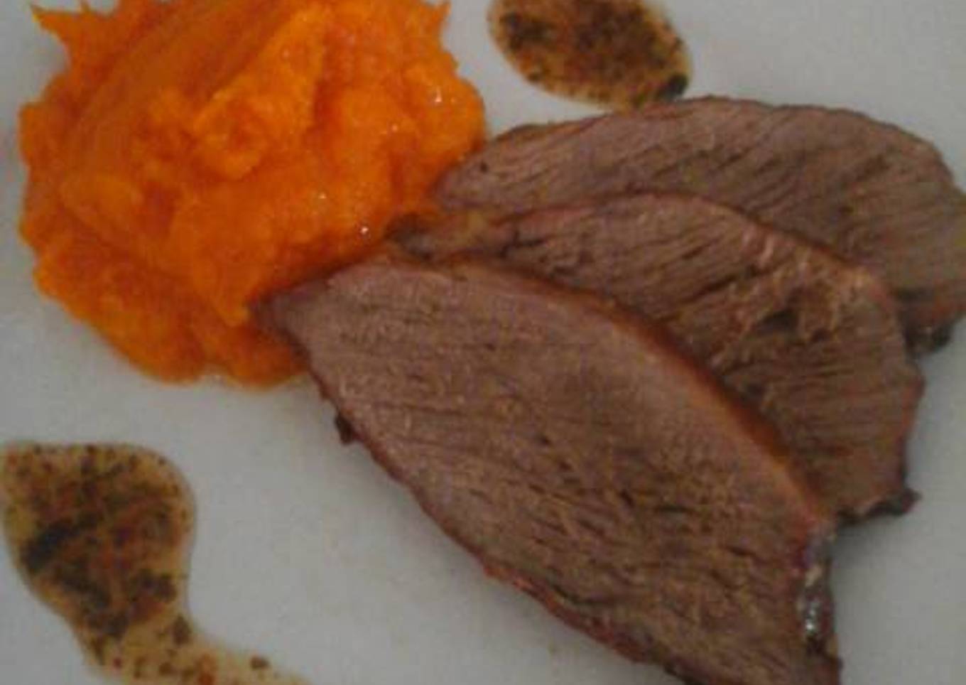 Carne a la mostaza con pure de calabaza super facil!!!