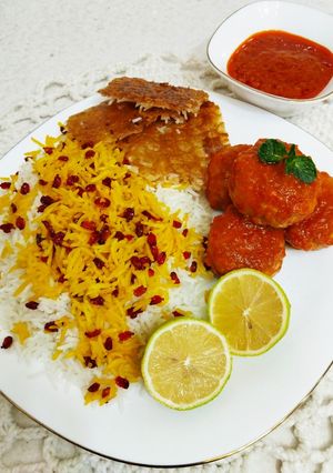 عکسی از دستور زرشک پلو با کوفته ی مرغ😋