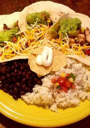 A picture of Mayan inspired Fiery Chicken Tacos.