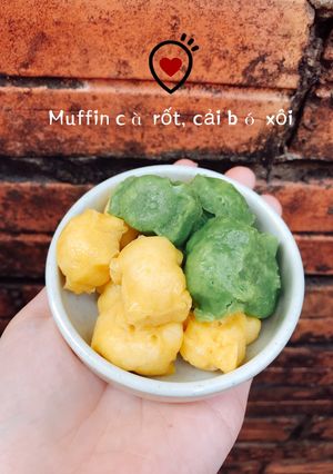 Hình của món Muffin cà rốt, cải bó xôi.