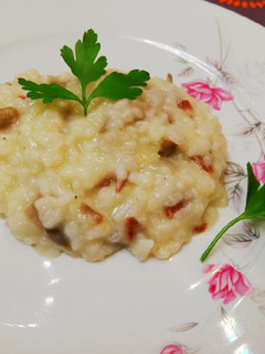 Una foto de Risotto de jamón y setas con robot mambo