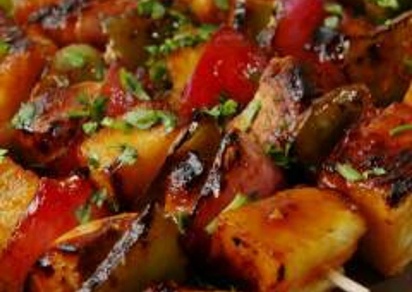 The chicken skewers