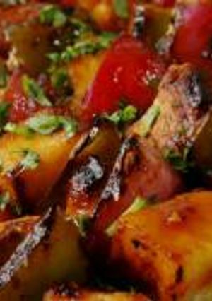 A picture of The chicken skewers.