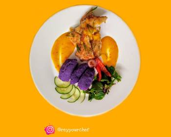 Fresh, Prepare Recipe Capiz Mangagat Fish in Mango Sauce And Malabar Salad Savory Delicious