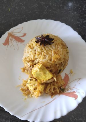 A picture of Paneer tikka masala briyani.