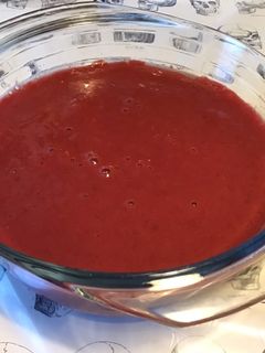 Une photo de Compote pêches de vigne, prunes d'ente et coco