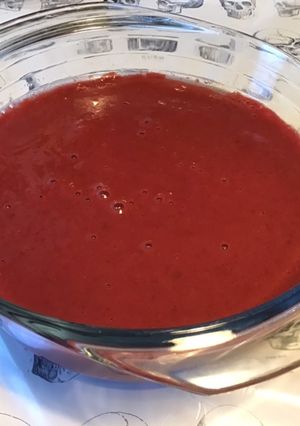 Une photo de Compote pêches de vigne, prunes d'ente et coco