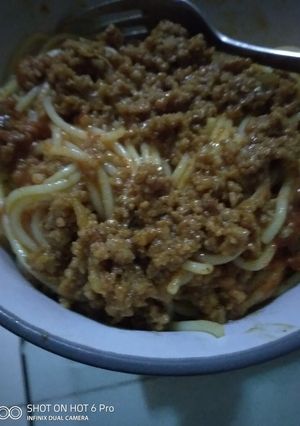 A picture of Mince meat with spaghetti #author's marathon.