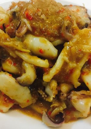 Hình của món Mực sauce sả ớt.