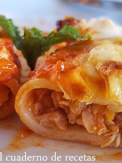 Una foto de Canelones de pollo del cocido