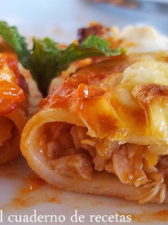 Una foto de Canelones de pollo del cocido
