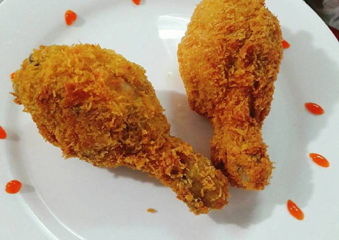 Cách làm đùi gà chiên xù giòn rụm ăn không thua kém KFC ngoài quán  Trường  Tiểu Học Đằng Hải