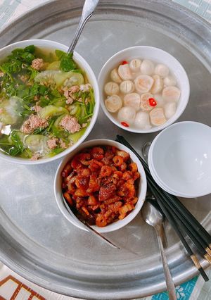 Hình của món Kho quẹt đỉnh cao!Canh tôm mướpCà muối.