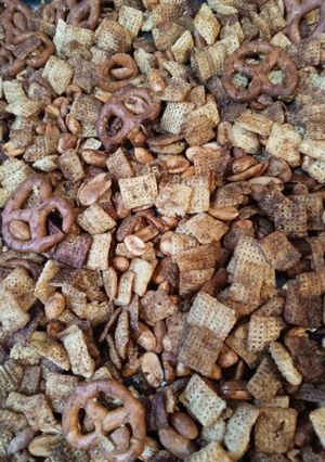 A picture of Gluten Free Chex mix.