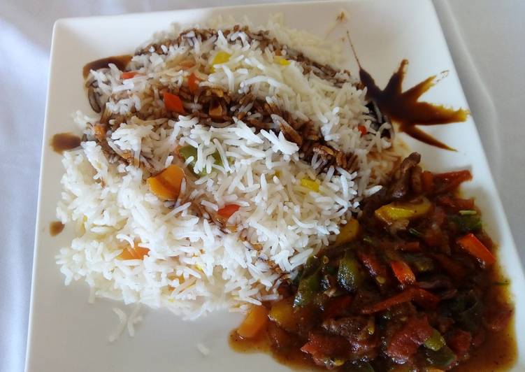 Steps to Make Ultimate Vegetable Rice Served With Beef Stew