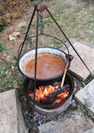 Vörösboros marhapörkölt bográcsban recept fotója