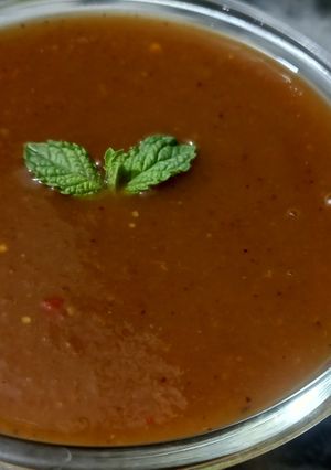 A picture of Imli alu bukhara sauce.