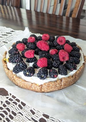 Una foto de Pie de limón con yogurt de leche de coco - vegano
