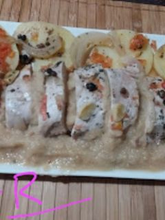Una foto de Solomillo de pavo con puré de manzana