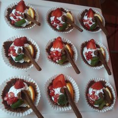 Candi fruit cups with candi fruits and hearts A picture of Candi fruit cups with candi fruits and hearts.