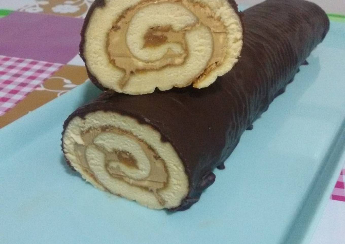 Brazo de gitano de chocolate y cafe con thermomix