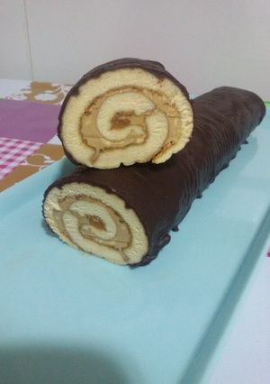 Una foto de Brazo de gitano de chocolate y cafe con thermomix
