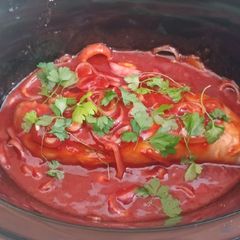 A picture of Pork loin, chili sauce & maple syrup.