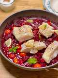 Zuppa di barbabietole, pomodori e merluzzo (borsch light a modo mio)