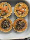 Creamed Spinach and mushroom stuffed Gem Squash with butternut