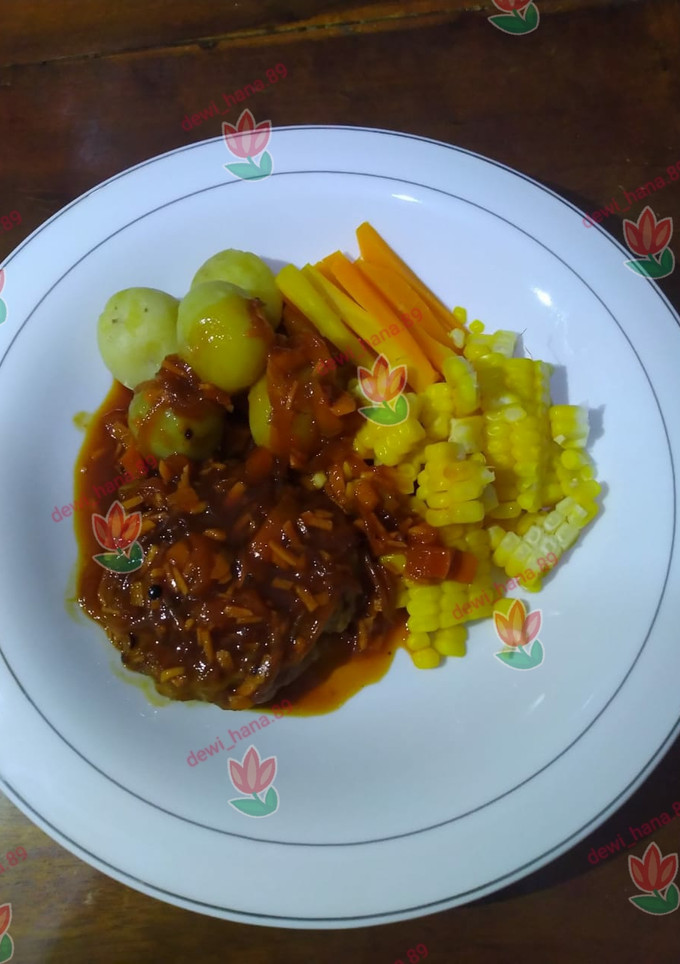 Foto resep Steak with vegetables and black paper sauce