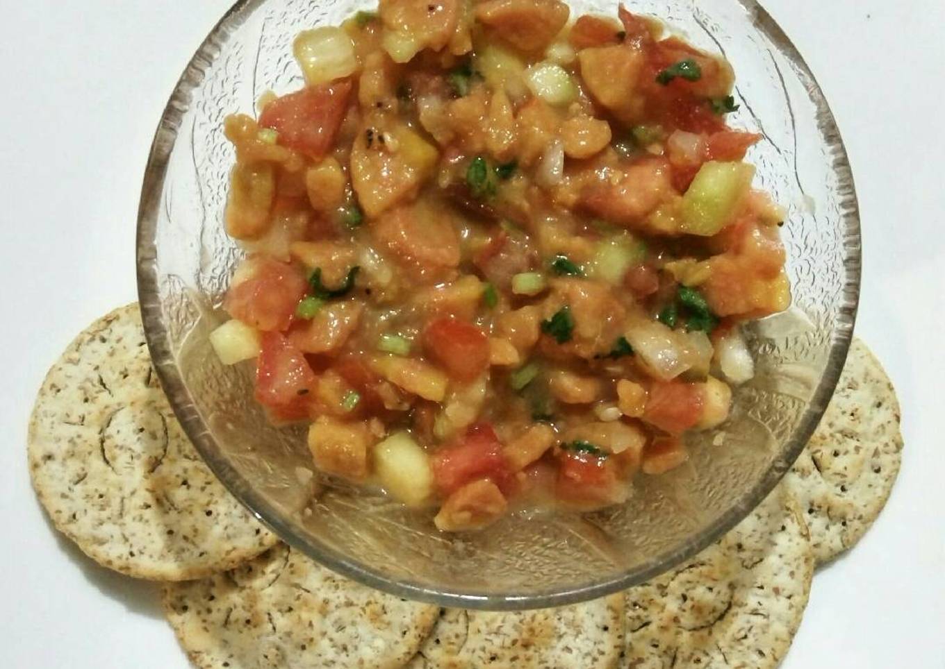 Ceviche de plátano macho pero verde. Platillo frío